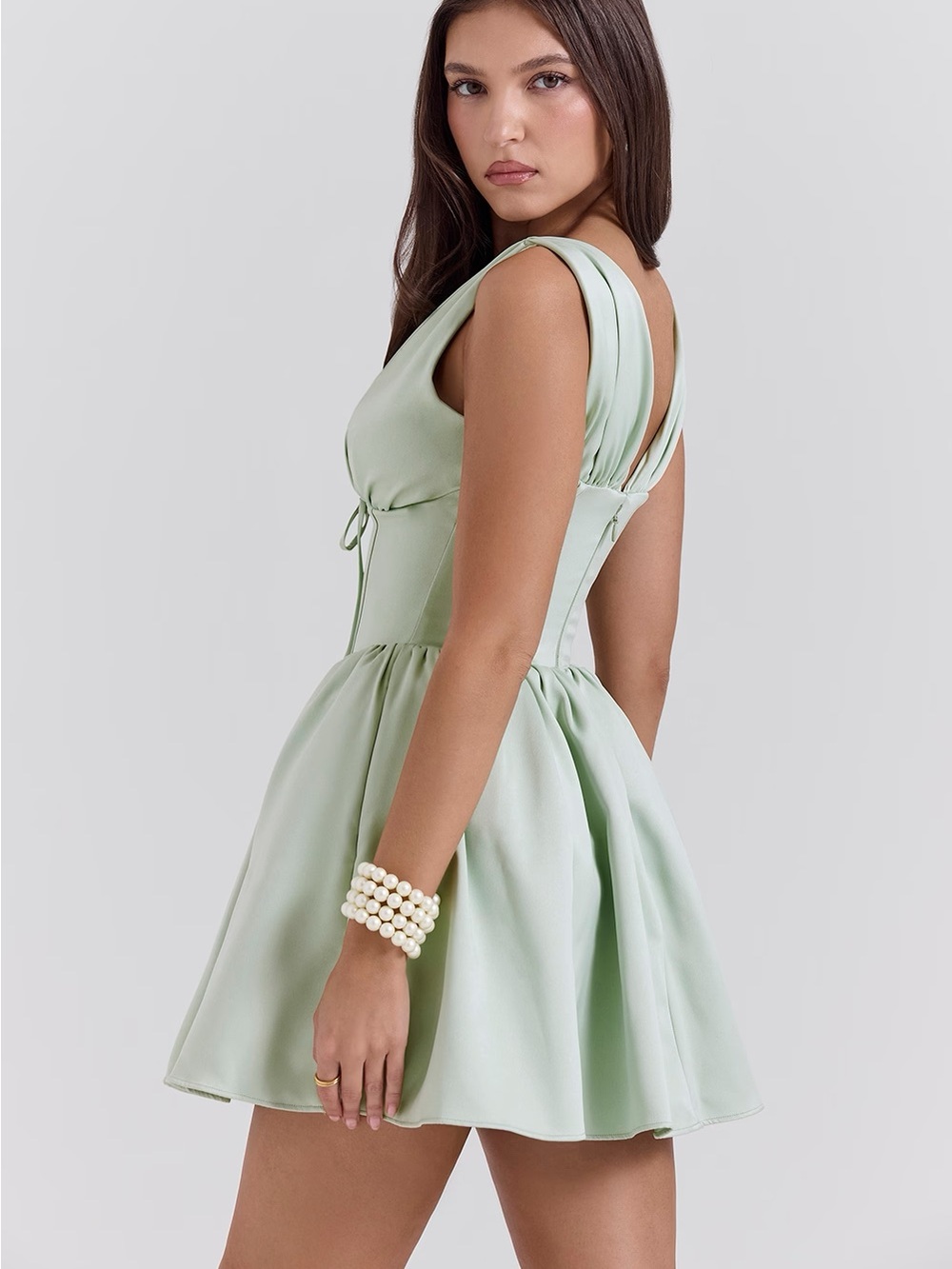 House of CB Mint Green V-Neck Corset Mini Dress - Picture 8 of 13